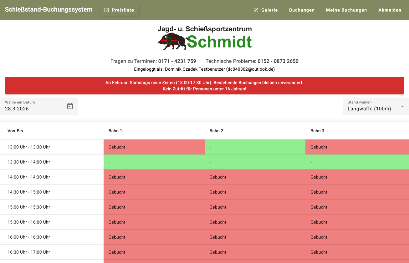 Schießstand-Buchungssystem